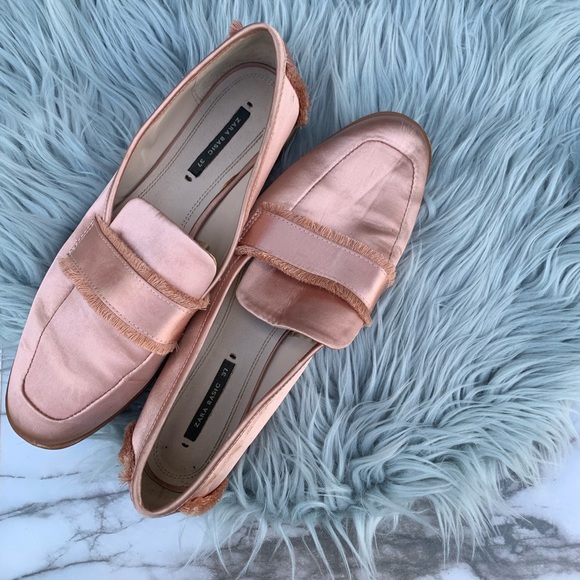 SOLD✨ZARA satin pink frayed Loafer flat - Picture 5 of 8